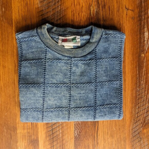 Vintage La Victoria Blue Acid Wash Sweater Size M 100% Cotton - Picture 2 of 11